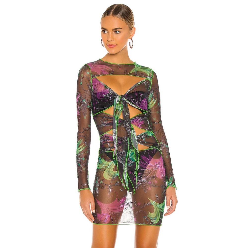 Kim Shui multi tie mesh mini dress in black